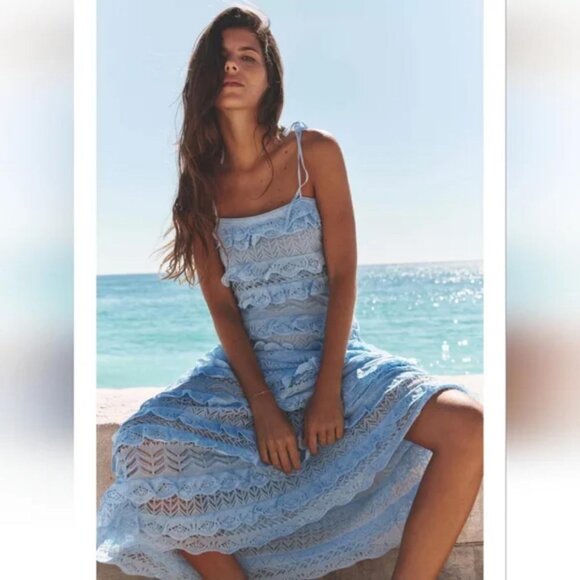 ZARA RUFFLED POINTELLE KNIT DRESS - Picture 4 of 11